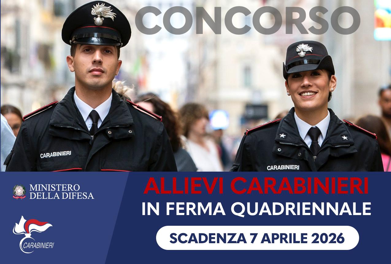 Concorso per il reclutamento di 3.081 allievi Carabinieri in ferma quadriennale