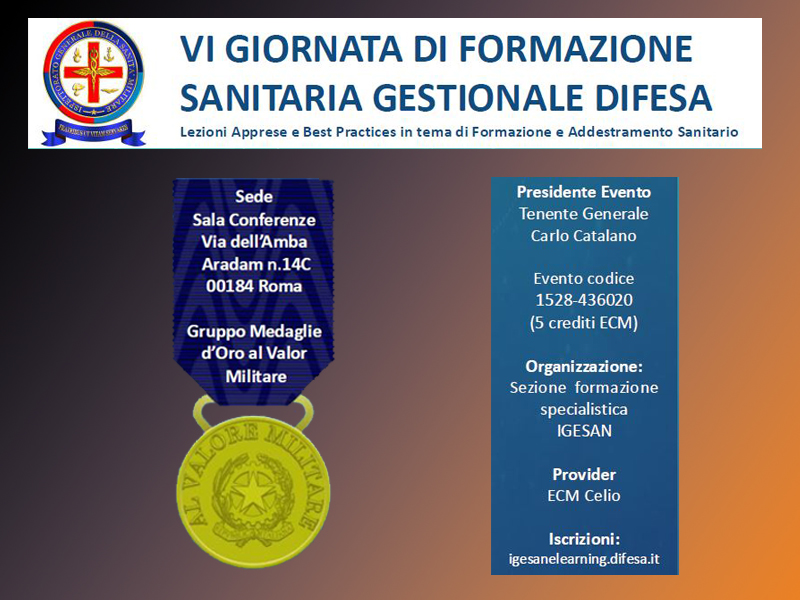 VI GIORNATA DI FOMAZIONE SANITARIA GESTIONALE DIFESA VI GIORNATA DI FOMAZIONE SANITARIA GESTIONALE DIFESA