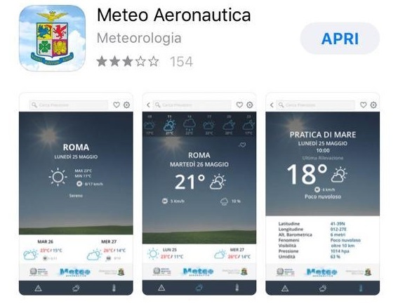 Aeronautica Militare: la nuova App del meteo disponibile online Aeronautica Militare: la nuova App del meteo disponibile online
