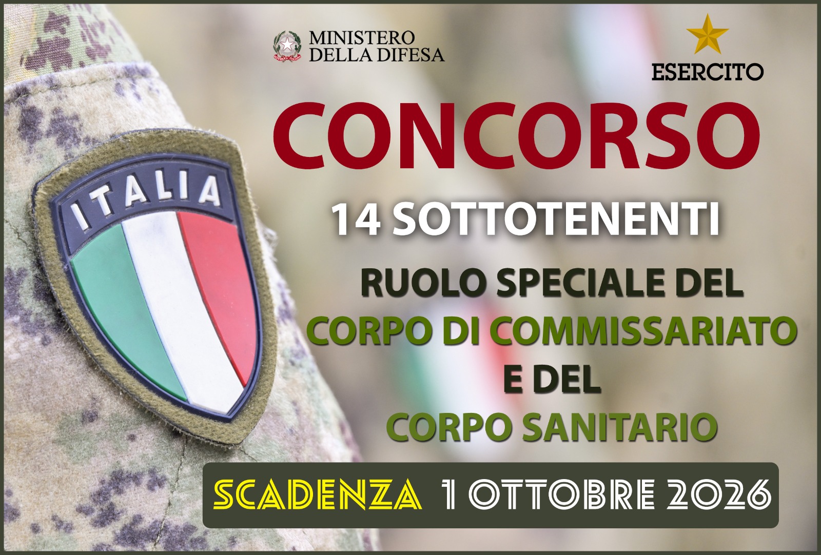 Concorso per Sottotenenti del Corpo di Commissariato e del Corpo sanitario dell’Esercito Italiano