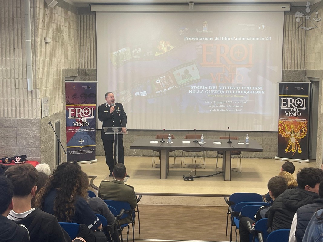 Presentazione del film d’animazione in 2D “Eroi nel vento - Storia dei militari Italiani nella guerra di Liberazione”, presso la “Sala Cinema” della Legione Allievi Carabinieri di Roma Presentazione del film d’animazione in 2D “Eroi nel vento - Storia dei militari Italiani nella guerra di Liberazione”, presso la “Sala Cinema” della Legione Allievi Carabinieri di Roma